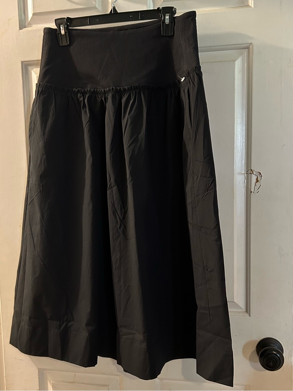 Athleta Black High-Waist Midi A-Line Skirt